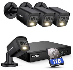 ANNKE 8CH H.265+ 3K Lite Wired Security Camera System with AI Human/Vehicle Detection, 4 x 1920TVL 2MP CCTV IP67 Cameras with Smart Dual Light for Outdoor Use, Color Night Vision, 1TB Hard Drive 